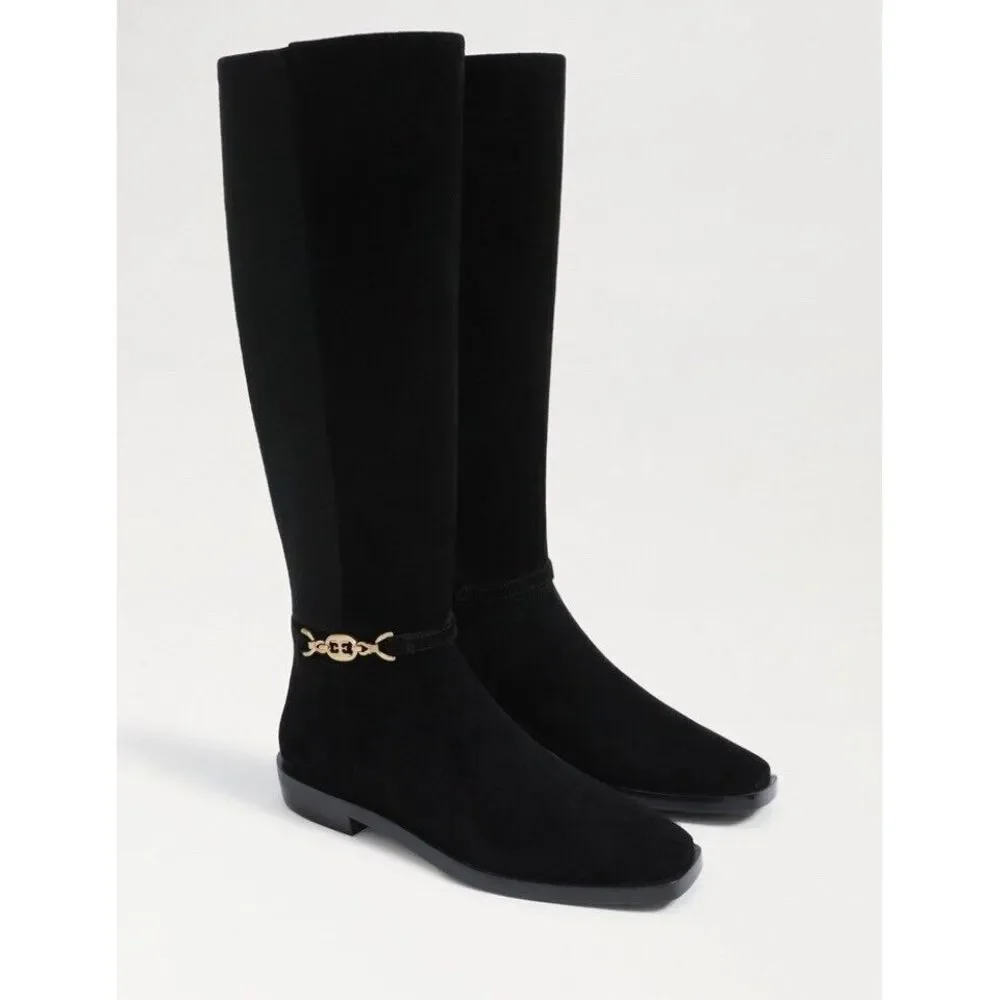 Sam Edelman Clive Embellished Riding Boot Black Women's Size 10.5‎